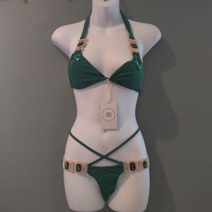 bella barnette luxury clothing small swimsuit green jeweled